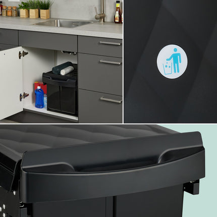 Ausziehbarer Küchenabfalleimer, Schwarz, Platzsparendes Design