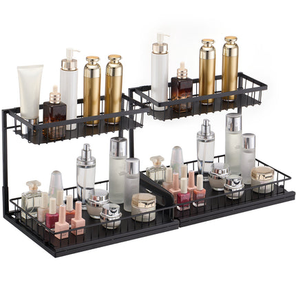 Pull Out Under Sink Organizer, 2 Tier, 2 Pack, Steel Wire Baskets