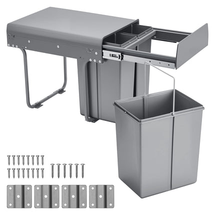 Pull-Out Under-Sink Trash Can, 40L 3-Bin, Full-Extension