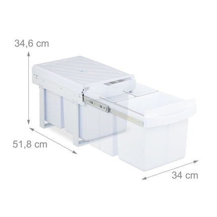 Poubelle coulissante avec couvercle - Blanche, peu encombrante