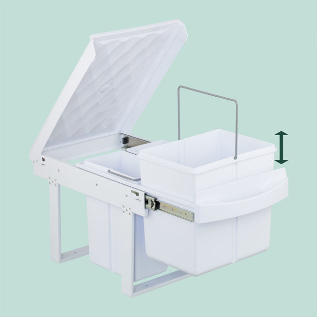 Poubelle coulissante avec couvercle - Blanc, design compact