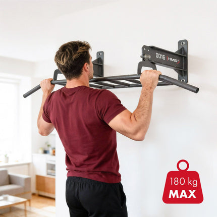 Barre de traction - Fixation murale ou au plafond, acier, capacité de 180 kg