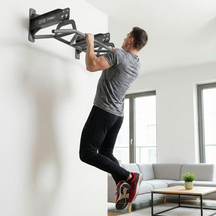 Barre de traction - Fixation murale ou au plafond, acier, capacité de 180 kg