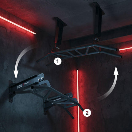 Barre de traction - Fixation murale ou au plafond, acier, capacité de 180 kg