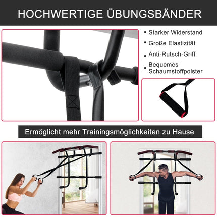 Barre de traction pour encadrement de porte, capacité de 150 kg, poignées en mousse