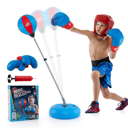 Balle de boxe 120-154 cm hauteur réglable balle de boxe debout ensemble de sac de boxe ensemble de boxe enfants bleu