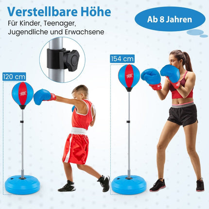 Balle de boxe 120-154 cm hauteur réglable balle de boxe debout ensemble de sac de boxe ensemble de boxe enfants bleu