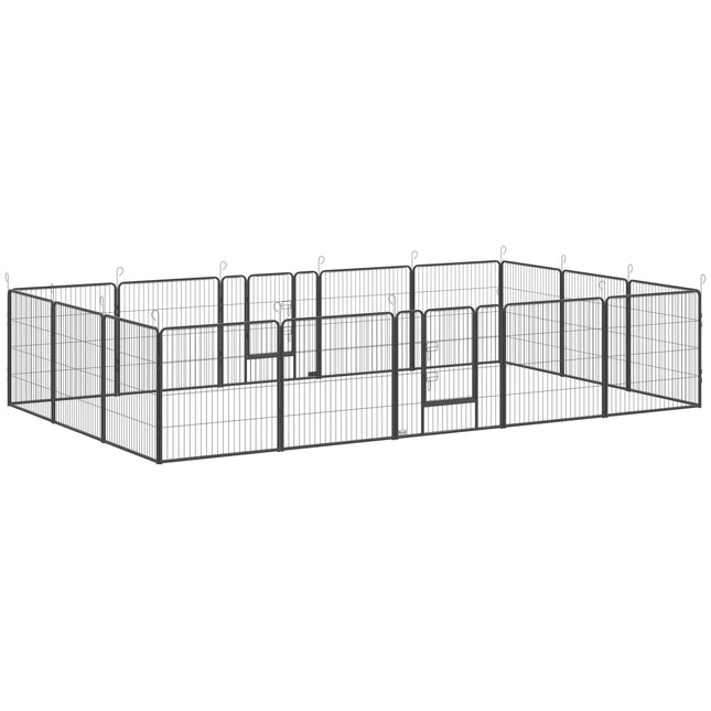 Welpenlaufstall, 16 Elemente, faltbar mit Tür, 3,2 m x 3,2 m