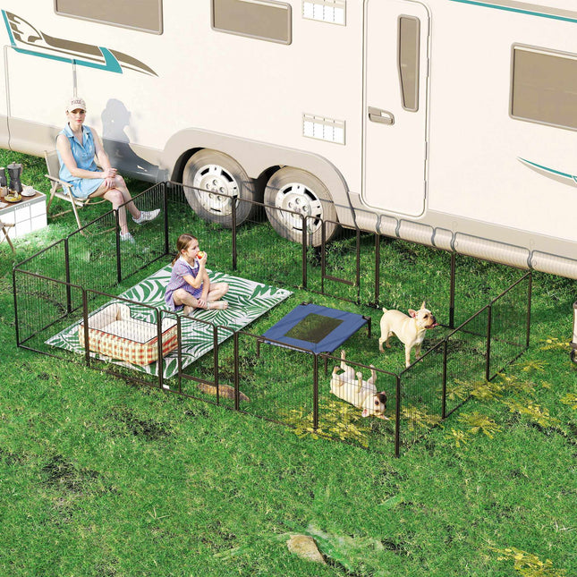 Welpenlaufstall, 16 Elemente, faltbar mit Tür, 3,2 m x 3,2 m