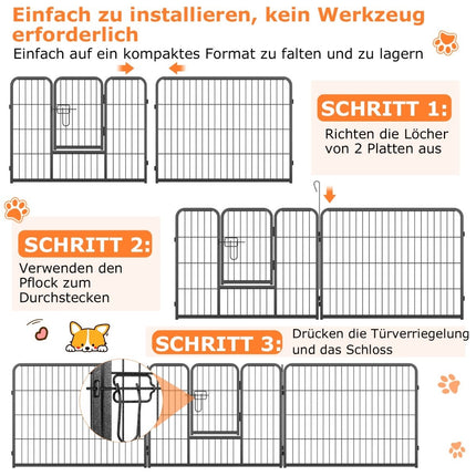 Parc pour chiots, 60 cm de haut, clôture métallique pliable à 8 panneaux