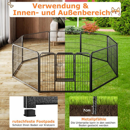 Parc pour chiots, 60 cm de haut, clôture métallique pliable à 8 panneaux