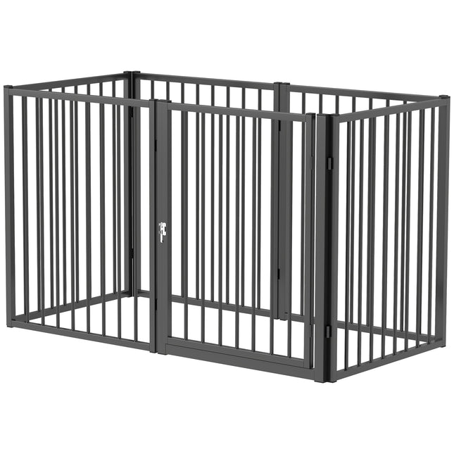 Puppy Run 76 cm de haut, parc pour chiots 6 pièces avec porte, parc pour chien d'extérieur pour chiens de petite à moyenne taille, lapins, cochons d'Inde, acier, noir