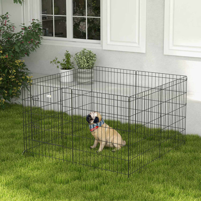 Puppy Run 76 cm de haut, parc pour chiots 8 pièces avec serrure, parc pour chien d'extérieur DIY pour chiens de taille moyenne, cochons d'Inde, lapins, métal, noir