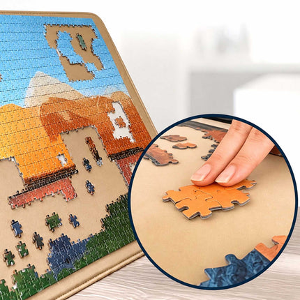 Plateau à puzzles avec poignée, 2 compartiments, surface antidérapante