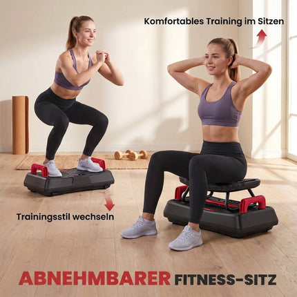 Geräuscharme Vibrationsplatte mit verstellbaren Griffen und Sitz