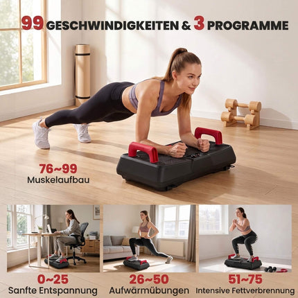 Geräuscharme Vibrationsplatte mit verstellbaren Griffen und Sitz