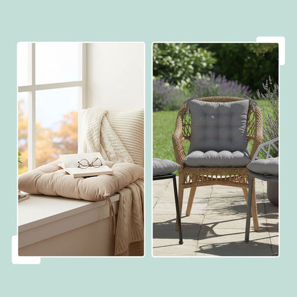 Coussins de chaise matelassés, lot de 4, carrés avec attaches