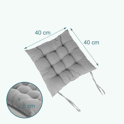 Coussins de chaise matelassés, lot de 4, carrés avec attaches