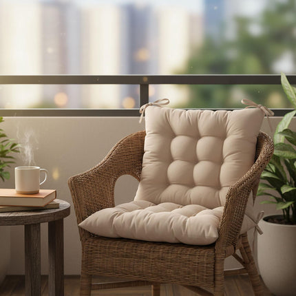 Coussins de chaise matelassés, lot de 4, carrés avec attaches