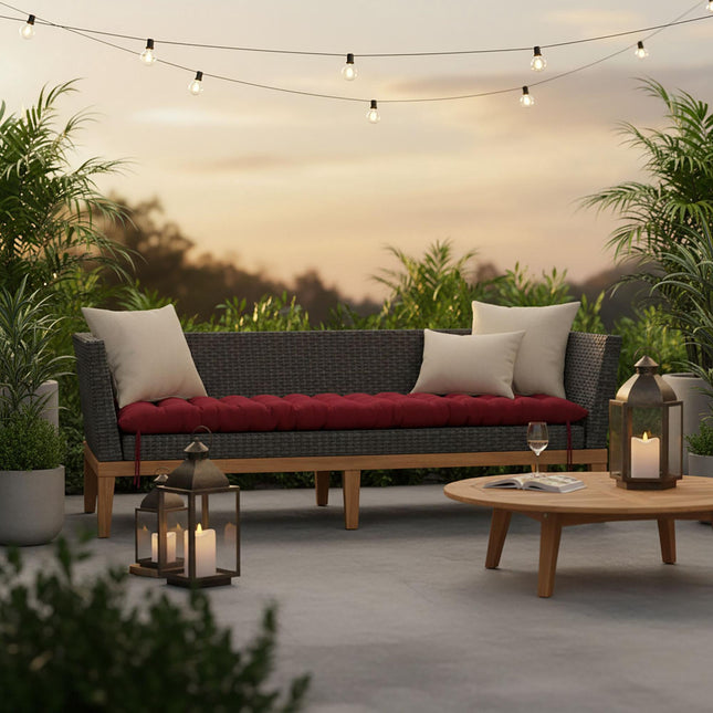 Coussin matelassé pour banc de jardin avec attaches, rembourrage épais