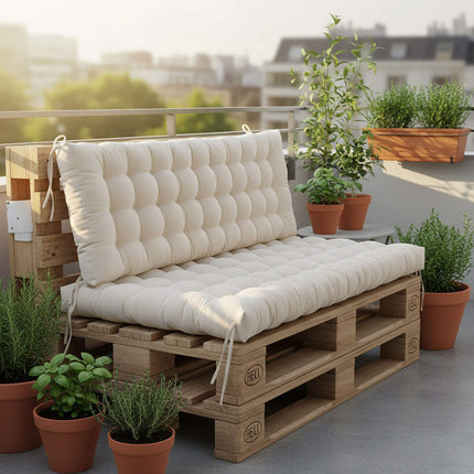 Coussin matelassé pour banc de jardin avec attaches, rembourrage épais