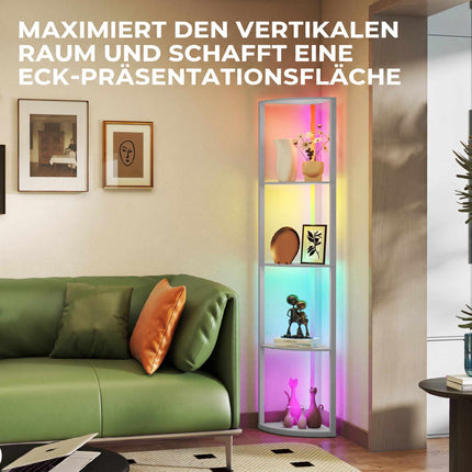 Lampadaire LED RGB avec étagères, intensité réglable, télécommande