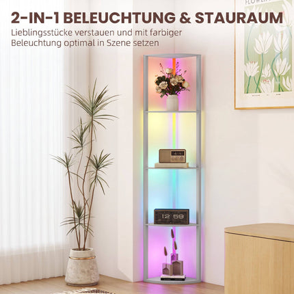 Lampadaire LED RGB avec étagères, intensité réglable, télécommande
