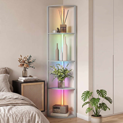 Lampadaire LED RGB avec étagères, intensité réglable, télécommande