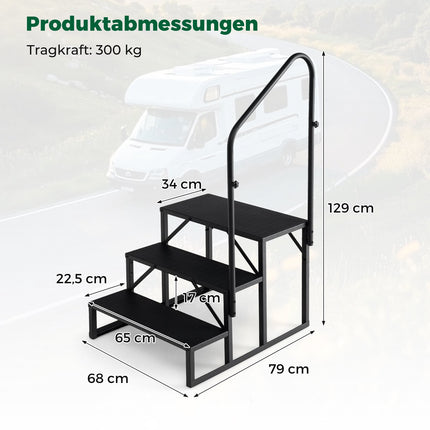 Marchepied pour camping-car avec rampe - Robuste, antidérapant, 65 cm de large