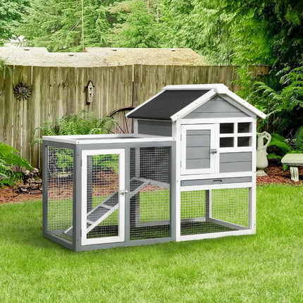 Clapier À Lapin Clapier Pour Petit Animal 122X62,6X92Cm Niche Pour Petit Animal Clapier À Lapin Nain Plateau De Sol Amovible Et Rampe