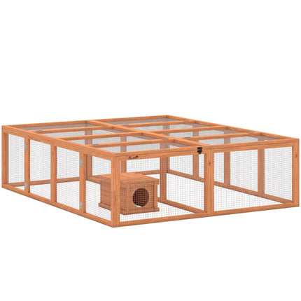 Clapier à lapins avec grand enclos, conception modulaire, en bois