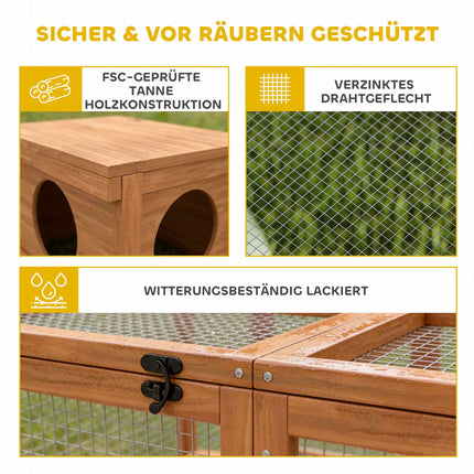 Clapier à lapins avec grand enclos, conception modulaire, en bois