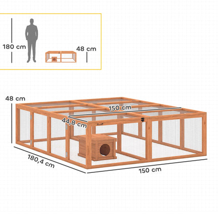 Clapier à lapins avec grand enclos, conception modulaire, en bois