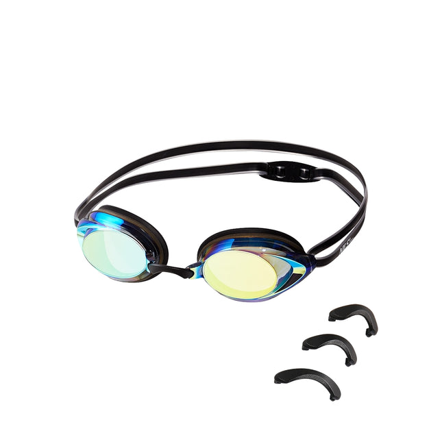 Schwimmbrille für Wettkämpfe, Schwarz/Regenbogen, Antibeschlag