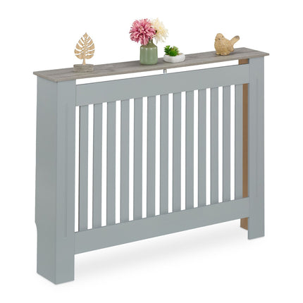 Cache-radiateur avec étagère en bois, design à lattes