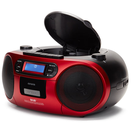 Radio mit CD-Player, Kassettenrekorder und Bluetooth Rot