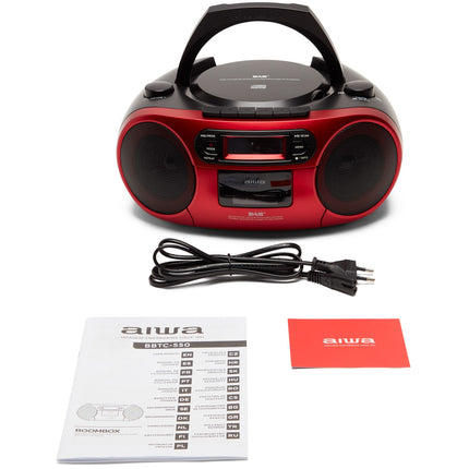 Radio mit CD-Player, Kassettenrekorder und Bluetooth Rot