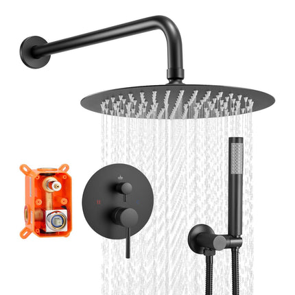 Rain Shower Faucet Set, 8-Inch Head, Handheld, Matte Black