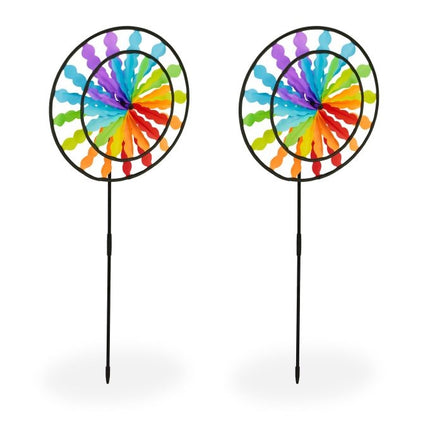 Lot de 2 roues éoliennes arc-en-ciel