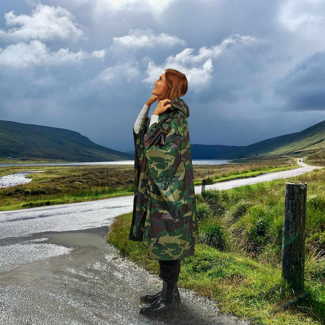 Poncho de pluie multi-usages 3 en 1 camouflage