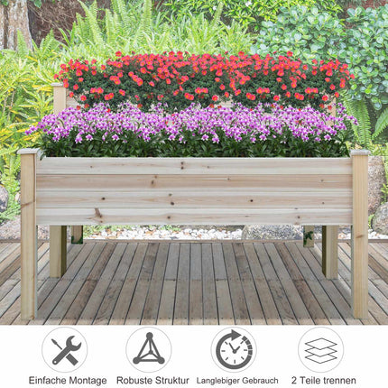 Lit Surélevé À 2 Étages Avec Cadre Froid Pour Plantes Aromatiques Avec Trous De Drainage Bois Naturel Massif 115 X 114 X 76 Cm