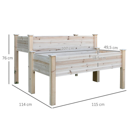 Lit Surélevé À 2 Étages Avec Cadre Froid Pour Plantes Aromatiques Avec Trous De Drainage Bois Naturel Massif 115 X 114 X 76 Cm