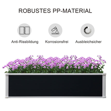 Hochbeet-Topf mit Drainage, grauer Kunststoff 120x90x30 cm