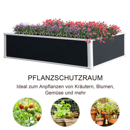 Hochbeet-Topf mit Drainage, grauer Kunststoff 120x90x30 cm