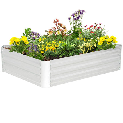 Pot De Fleurs Surélevé En Acier Galvanisé Pour Jardinière, Pot De Fleurs, Argent, 120 X 90 X 30 Cm