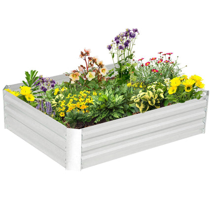Pot De Fleurs Surélevé En Acier Galvanisé Pour Jardinière, Pot De Fleurs, Argent, 120 X 90 X 30 Cm