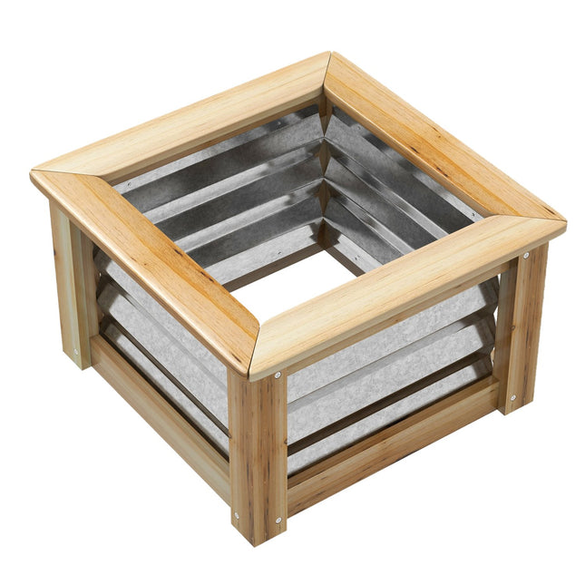 Jardinière Surélevée En Métal Avec Cadre En Bois Pour Jardin Et Balcon Naturel 45 X 45 X 30 Cm