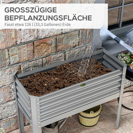 Graues Hochbeet aus Stahl - Kräuterbeet mit Frühbeetaufsatz 100x45x80 cm