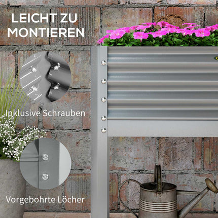 Graues Hochbeet aus Stahl - Kräuterbeet mit Frühbeetaufsatz 100x45x80 cm
