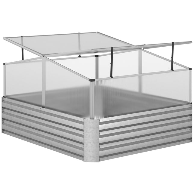 Hochbeet mit Dachluken, Silber, 126x107x67,5 cm
